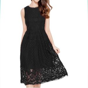 NWT, Large Veiisar Womens Sleeveless Lace Elegant Cocktail Party Dress. Black